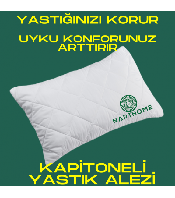 NART HOME  1 ADET KAPİTONELİ YASTIK ALEZİ YASTIK KORUYUCU YASTIK KILIFI  PAMUKLU KUMAŞ-BEYAZ-50 x 70