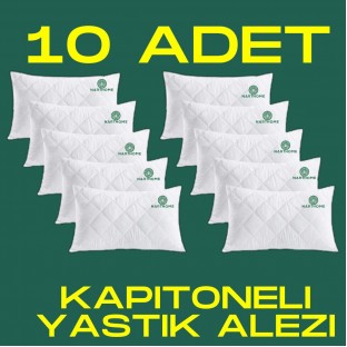 NART HOME  10 ADET KAPİTONELİ YASTIK ALEZİ YASTIK KORUYUCU YASTIK KILIFI PAMUKLU KUMAŞ-BEYAZ-50 x 70