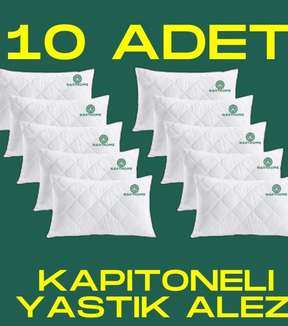 NART HOME  10 ADET KAPİTONELİ YASTIK ALEZİ YASTIK KORUYUCU YASTIK KILIFI PAMUKLU KUMAŞ-BEYAZ-50 x 70