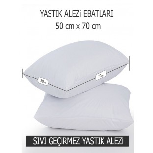 NART HOME  %100 Su  ve Sıvı Geçirmez Pamuklu Fermuarlı Yastık Koruyucu Yastık Alezi  Kılıf Alez  2li-Beyaz-50 x 70