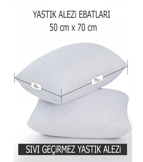 NART HOME  %100 Su  ve Sıvı Geçirmez Pamuklu Fermuarlı Yastık Koruyucu Yastık Alezi  Kılıf Alez  2li-Beyaz-50 x 70