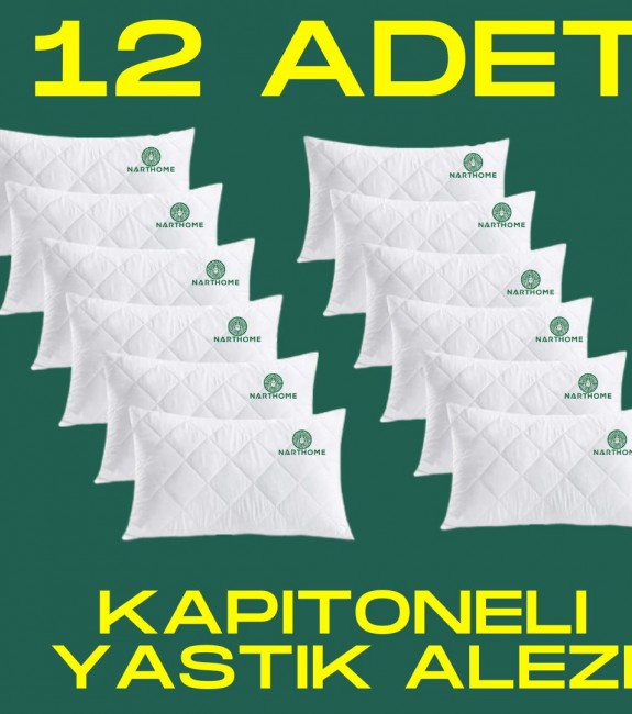 NART HOME  12 ADET KAPİTONELİ YASTIK ALEZİ YASTIK KORUYUCU YASTIK KILIFI  PAMUKLU KUMAŞ-BEYAZ-50 x 70