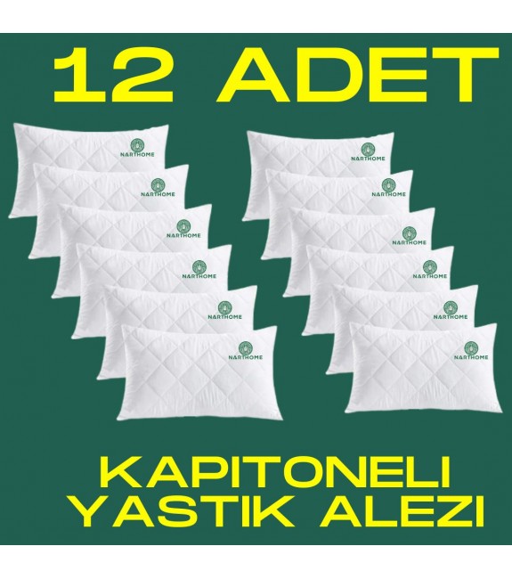 NART HOME  12 ADET KAPİTONELİ YASTIK ALEZİ YASTIK KORUYUCU YASTIK KILIFI  PAMUKLU KUMAŞ-BEYAZ-50 x 70