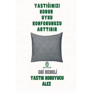 NART HOME  2 ADET  GRİ  RENKLİ KAPİTONELİ YASTIK ALEZİ YASTIK KORUYUCU YASTIK KILIFI  PAMUKLU KUMAŞ-GRİ-50 x 70