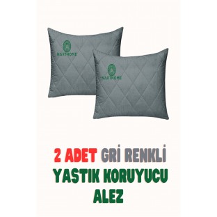 NART HOME  2 ADET  GRİ  RENKLİ KAPİTONELİ YASTIK ALEZİ YASTIK KORUYUCU YASTIK KILIFI  PAMUKLU KUMAŞ-GRİ-50 x 70