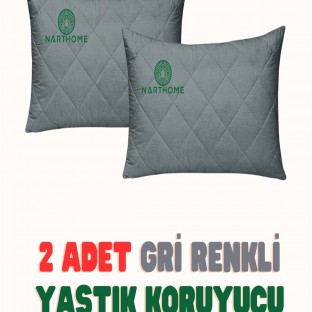 NART HOME  2 ADET  GRİ  RENKLİ KAPİTONELİ YASTIK ALEZİ YASTIK KORUYUCU YASTIK KILIFI  PAMUKLU KUMAŞ-GRİ-50 x 70