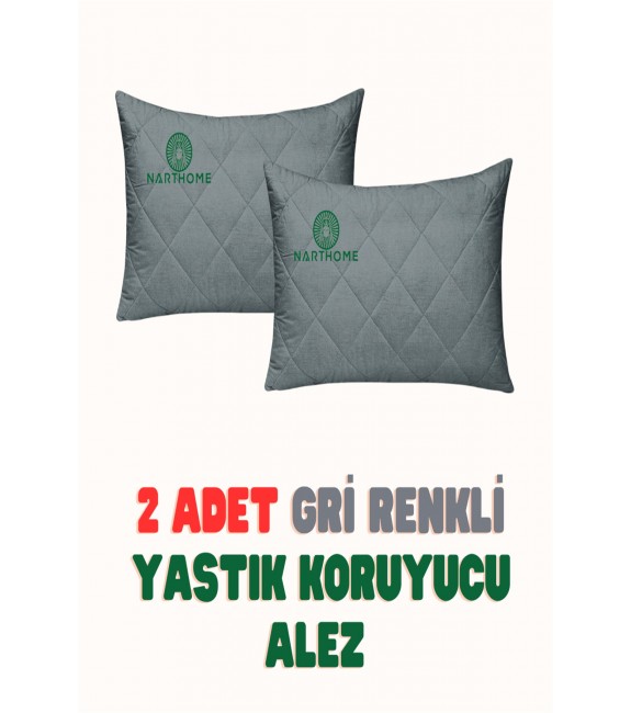 NART HOME  2 ADET  GRİ  RENKLİ KAPİTONELİ YASTIK ALEZİ YASTIK KORUYUCU YASTIK KILIFI  PAMUKLU KUMAŞ-GRİ-50 x 70