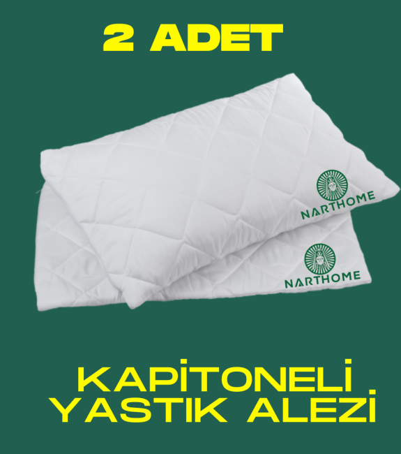 NART HOME  2 ADET KAPİTONELİ YASTIK ALEZİ YASTIK KORUYUCU YASTIK KILIFI  PAMUKLU KUMAŞ-Beyaz-50 x 70