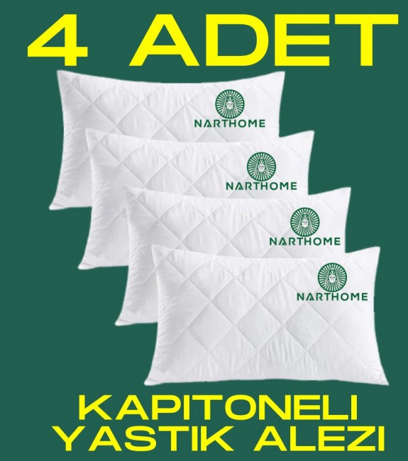 NART HOME  4 ADET KAPİTONELİ YASTIK ALEZİ YASTIK KORUYUCU YASTIK KILIFI  PAMUKLU KUMAŞ-BEYAZ-50 x 70