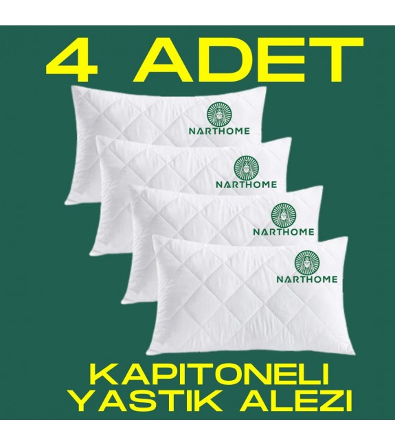 NART HOME  4 ADET KAPİTONELİ YASTIK ALEZİ YASTIK KORUYUCU YASTIK KILIFI  PAMUKLU KUMAŞ-BEYAZ-50 x 70