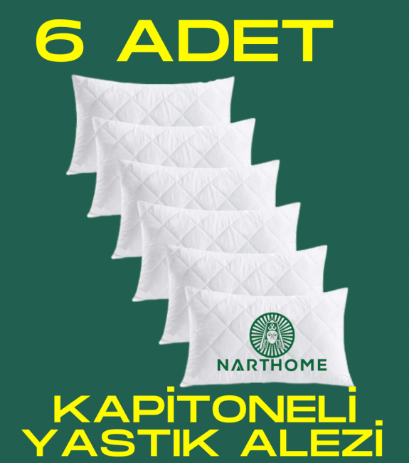 NART HOME  6 ADET KAPİTONELİ YASTIK ALEZİ YASTIK KORUYUCU YASTIK KILIFI PAMUKLU KUMAŞ-BEYAZ-50 x 70