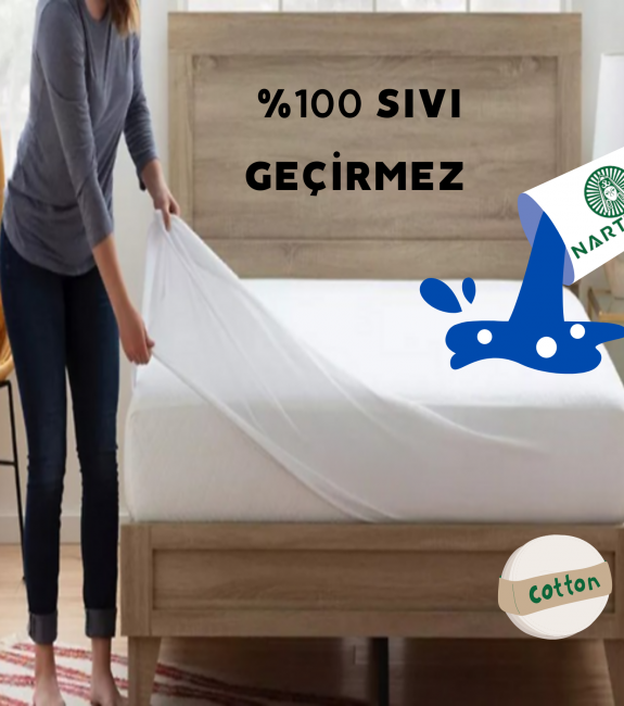 Pamuk Fitted Full Kenar Su Sıvı Geçirmez Yatak Koruyucu Alez Çarşaf Beyaz 9 Farklı Ebat