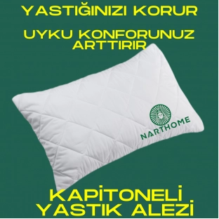 NART HOME  1 ADET KAPİTONELİ YASTIK ALEZİ YASTIK KORUYUCU YASTIK KILIFI  PAMUKLU KUMAŞ-BEYAZ-50 x 70