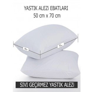 NART HOME  %100 Su  ve Sıvı Geçirmez Pamuklu Fermuarlı Yastık Koruyucu Yastık Alezi  Kılıf Alez  2li-Beyaz-50 x 70