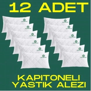 NART HOME  12 ADET KAPİTONELİ YASTIK ALEZİ YASTIK KORUYUCU YASTIK KILIFI  PAMUKLU KUMAŞ-BEYAZ-50 x 70