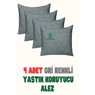 NART HOME  4 ADET  GRİ  RENKLİ KAPİTONELİ YASTIK ALEZİ YASTIK KORUYUCU YASTIK KILIFI  PAMUKLU KUMAŞ-GRİ-50 x 70