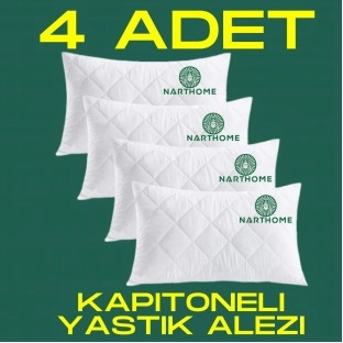 NART HOME  4 ADET KAPİTONELİ YASTIK ALEZİ YASTIK KORUYUCU YASTIK KILIFI  PAMUKLU KUMAŞ-BEYAZ-50 x 70