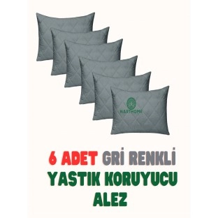 NART HOME  6 ADET  GRİ  RENKLİ KAPİTONELİ YASTIK ALEZİ YASTIK KORUYUCU YASTIK KILIFI  PAMUKLU KUMAŞ-GRİ-50 x 70